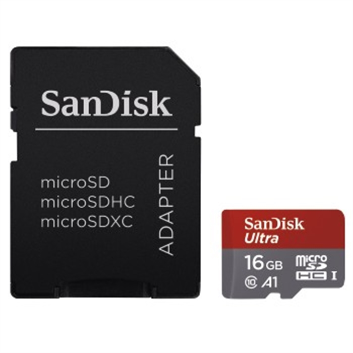 Picture of SANDISK 173446 - MicroSDHC Ultra 16GB (A1 / UHS-I / Cl.10 / 98MB/s) + adapter, android