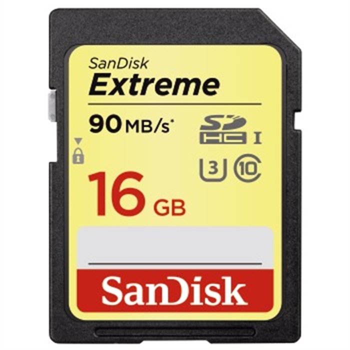 Picture of SDHC Extreme 16GB, UHS Speed Class 3, UHS-I, 90MB/S Read, 40MB/S Write