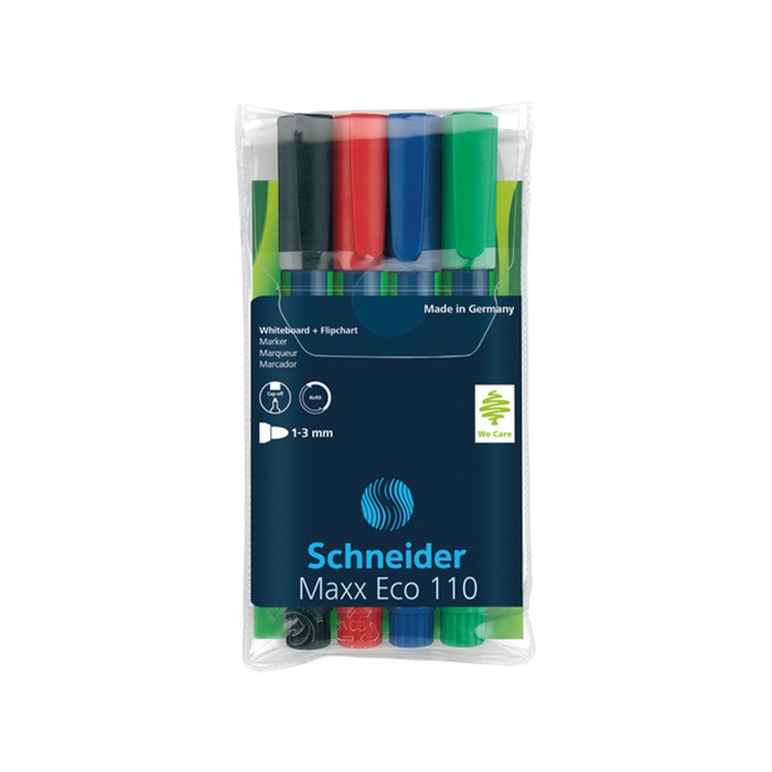 Afbeelding van boardmarker Schneider Maxx Eco 110 navulbaar ronde punt     etui a 4 stuks