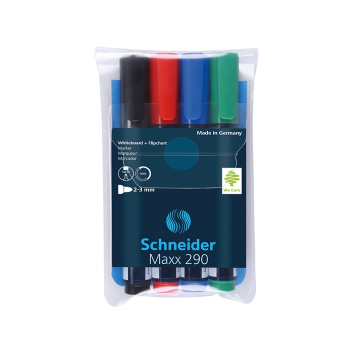 Afbeelding van boardmarker Schneider Maxx 290 ronde punt etui à 4 stuks