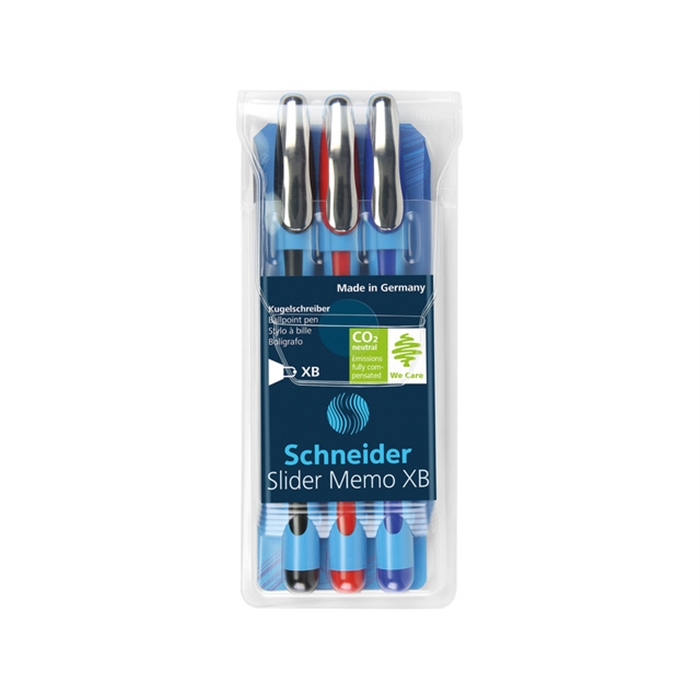 Afbeelding van balpen Schneider Slider Memo XB 1,4mm kogelbreedte, etui a  3 stuks