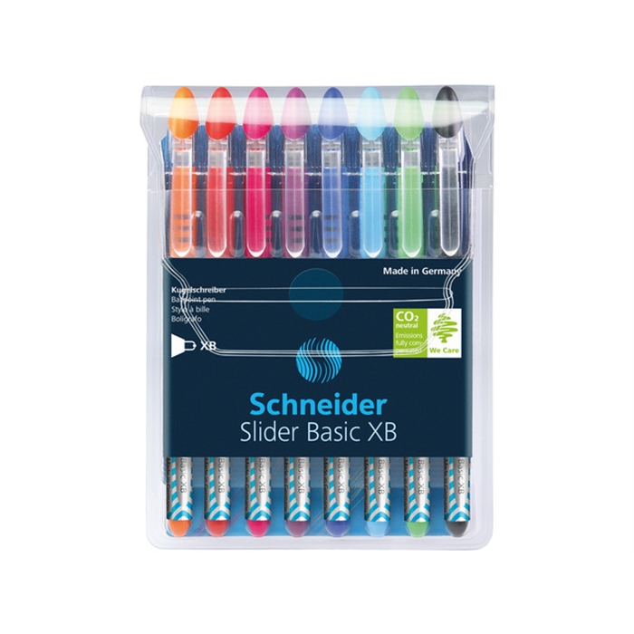 Afbeelding van balpen Schneider Slider Basic XB etui a 8 stuks