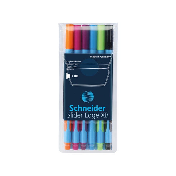 Afbeelding van balpen Schneider Slider Edge XB 1,4mm assorti etui a 6 stuks