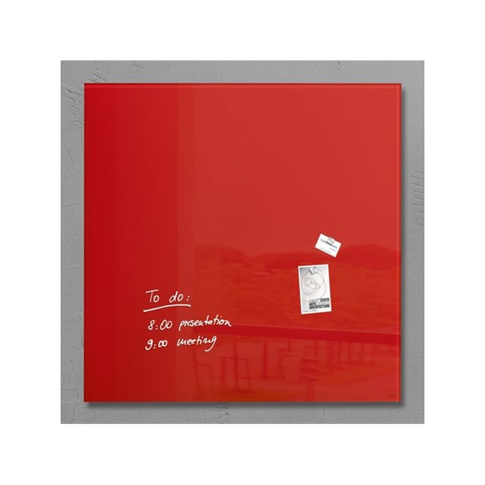 Afbeelding van glasmagneetbord XL Sigel Artverum 1000x1000x18mm rood