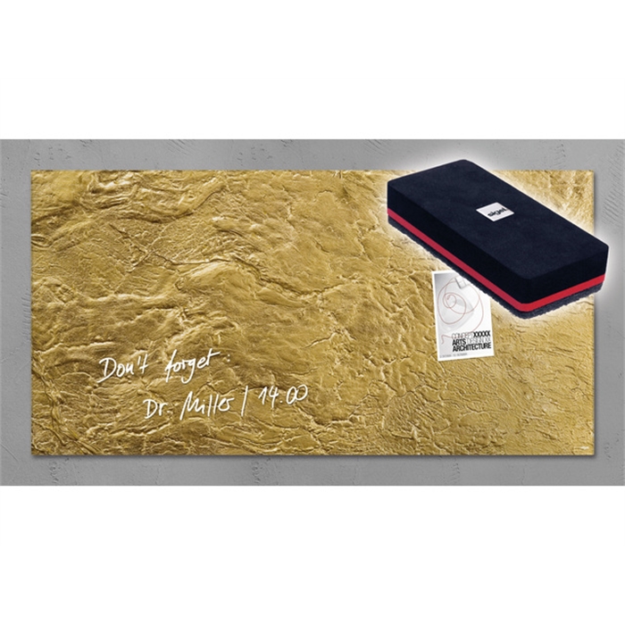 Afbeelding van glasmagneetbord Sigel Artverum 910x460x15mm goud metallic