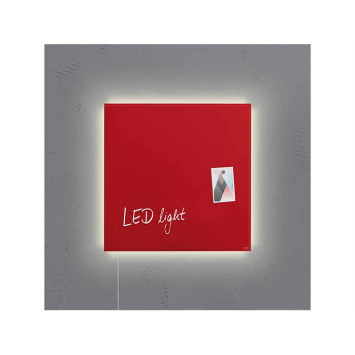 Afbeelding van glasmagneetbord Sigel Artverum LED light 480x480x15 rood