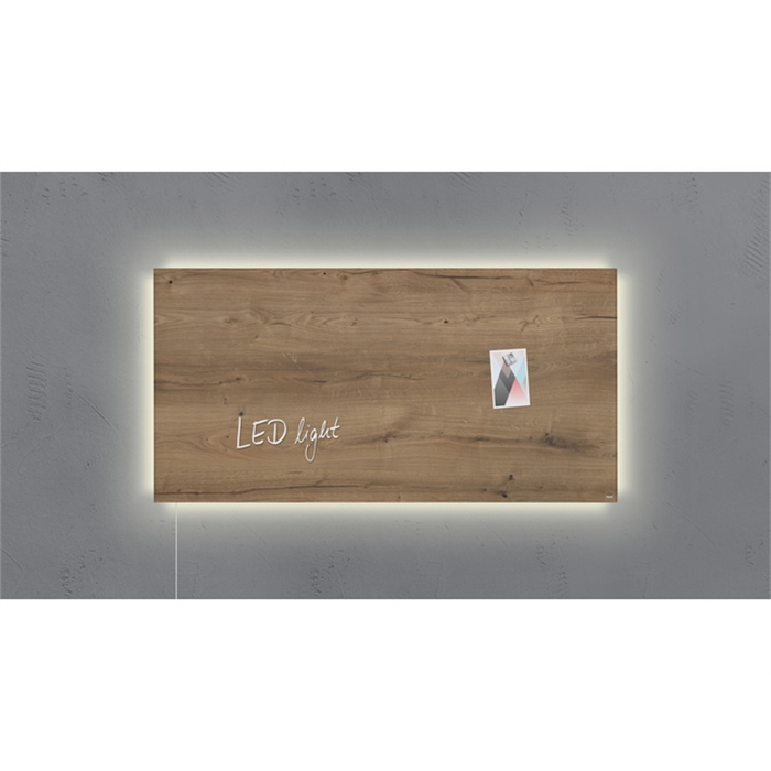 Afbeelding van glasmagneetbord Sigel Artverum LED 910x460x15 Natural Wood