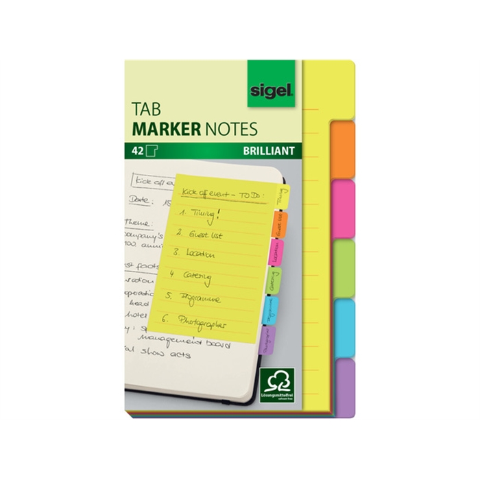 Picture of index repositionnable notes Sigel 6 couleurs 42 feuilles