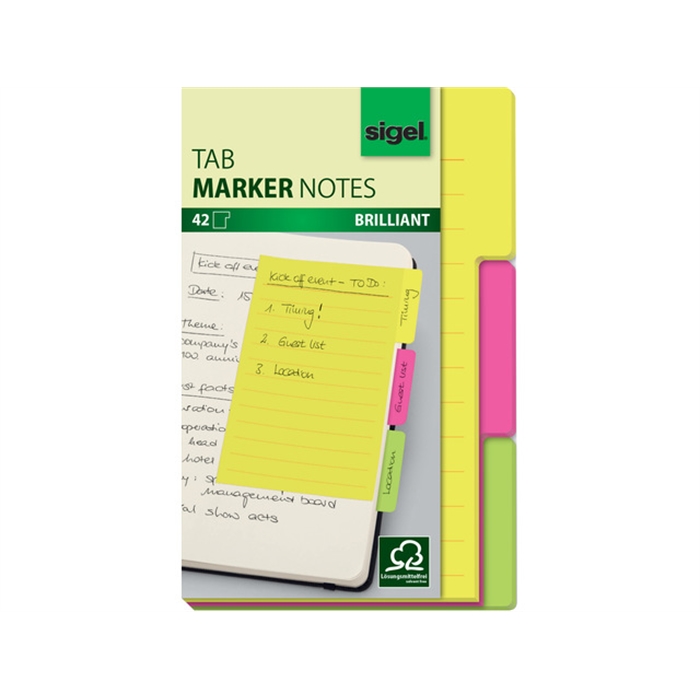 Picture of index repositionnable notes Sigel 3 couleurs 42 sheets