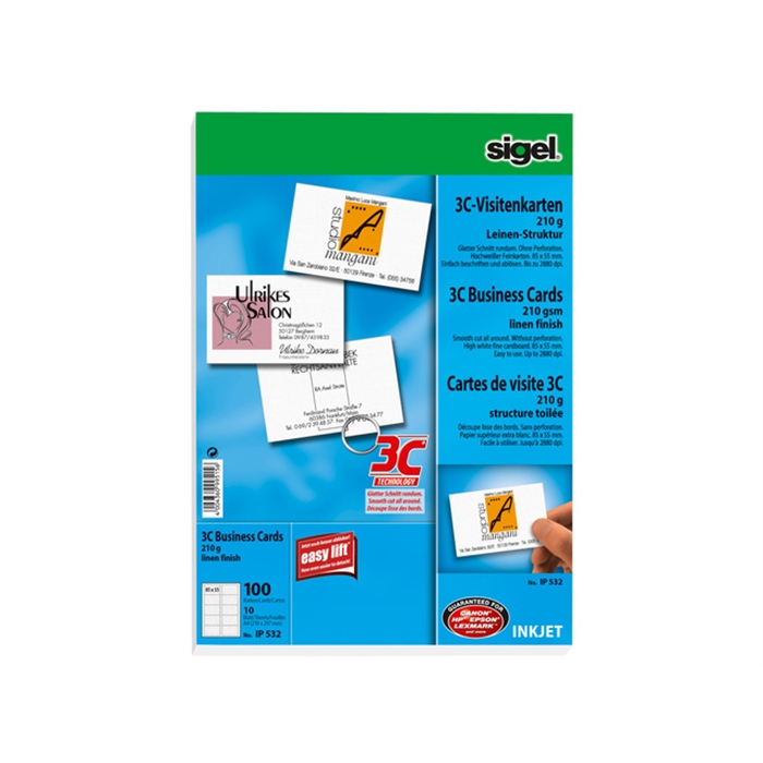 Picture of Cartes de visite 3C 210g blanc 100 pces