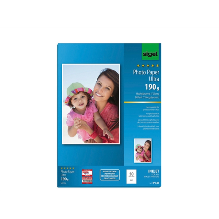 Afbeelding van inkjet Ultra fotopapier A4 190grs hoogglans 50 vel