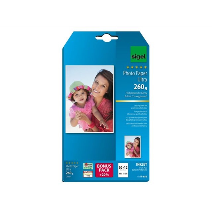 Afbeelding van inkjet Ultra fotopapier 260g 72 vel eindformaat 10x15cm,