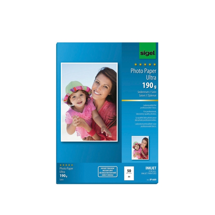 Afbeelding van inkjet Ultra fotopapier A4 190gram zijdemat 50 vel