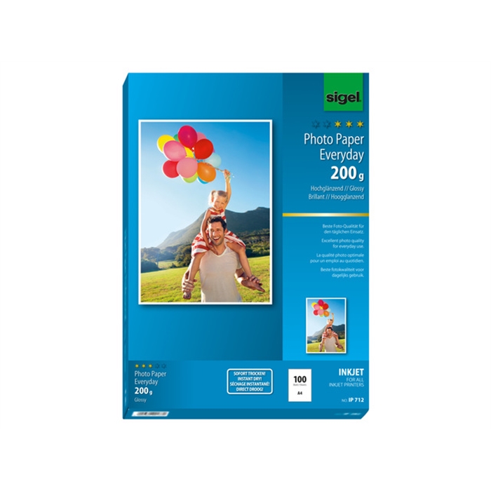 Afbeelding van inkjetfotopapier Everyday plus A4 wit 200gr glans 100 vel