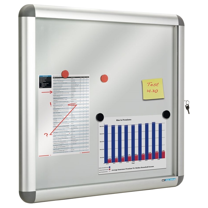 Afbeelding van SMIT VISUAL 13001.204 - Binnen/buitenvitrine Rondo, Draaideur, 12xA4, Wit, 90x87 cm