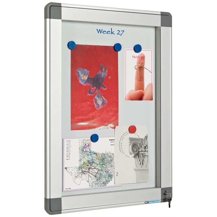 Afbeelding van SMIT VISUAL 13001.301 - Binnen/buitenvitrine Recto draaideur 6xA4, Wit 60x63 cm