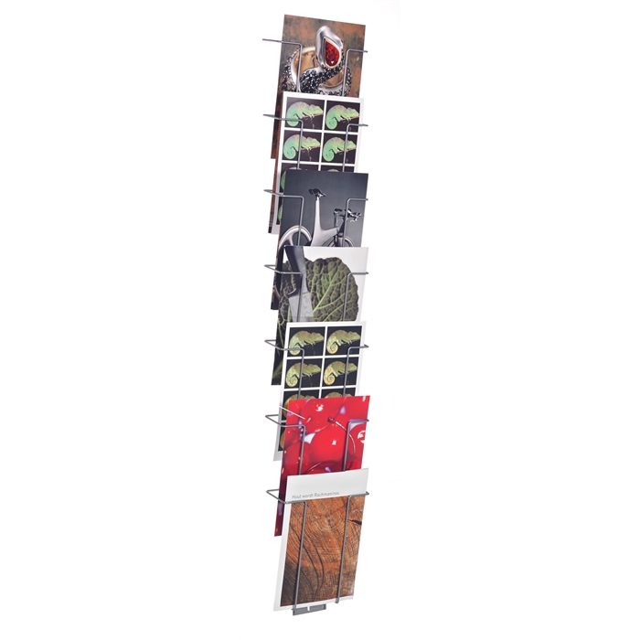 Picture of SMIT VISUAL 14002.501 - Wall brochure rack Perfo, 7x DIN A4 Gray 125x22x8 cm