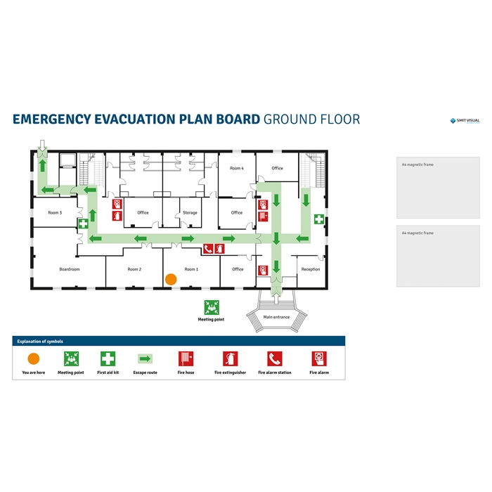 Picture of SMIT VISUAL 33208.040 - Writable printed Visual Management steel sheet for click frame, Emergency & Evacuation Plan A0