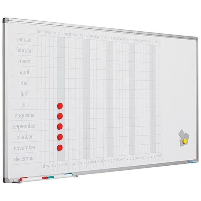 Picture of SMIT VISUAL 11103.281E - Year planboard, Softline profile, 8 mm, GB, Incl. daystrips, White, 60x120 cm