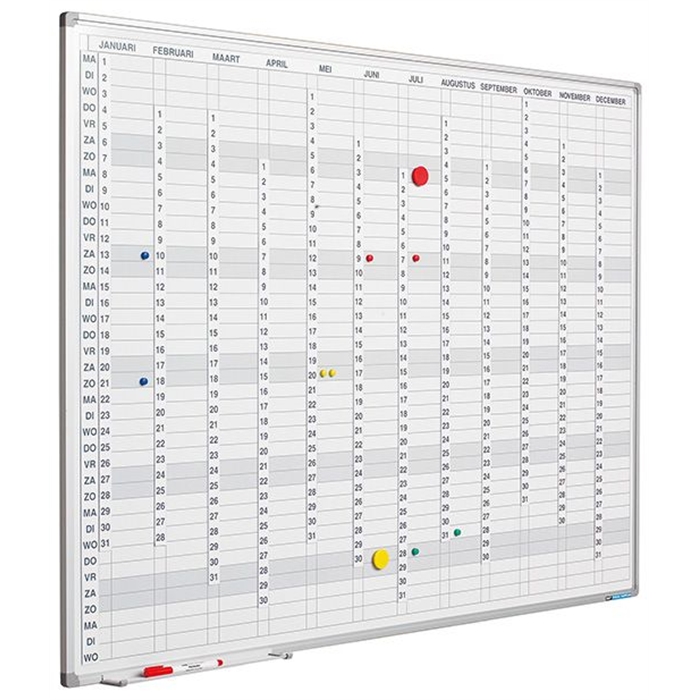 Picture of SMIT VISUAL 11103.206E - Planner Softline frame 8 mm vertical year GB, including month-/day-/numberstrips, White 60x90 cm