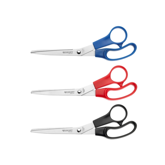 Image de Ciseaux Westcott Buro inox 21cm set easy grip, poignées     rouge, bleu, noir