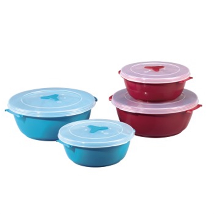 Picture of Round Set of Microwave/Freezer Storage Containers, 2 pcs., turqu./claret / Microwave Box Set