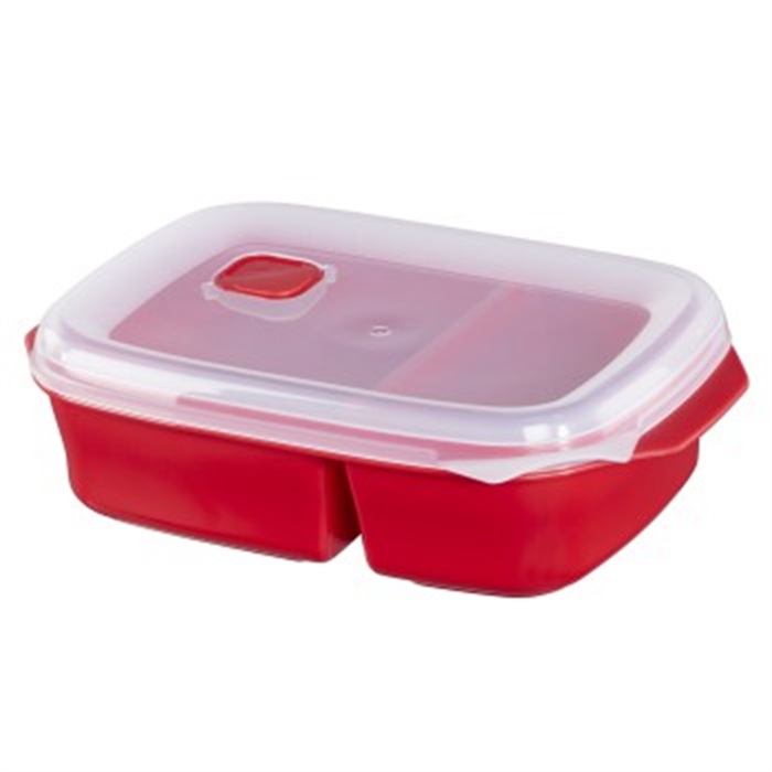 Picture of Microwaveable container with 2 food compartments, 1.3 l, red